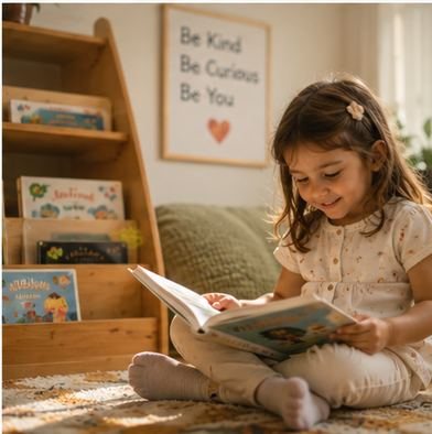 A child reading in a quiet corner